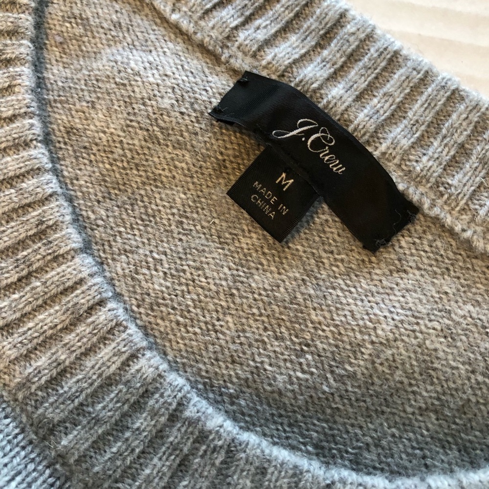 J Crew Jeweled Rhinestone Button Wool Blend Sweater. Gray. Medium - Picture 9 of 12